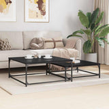 Coffee Table 2 pcs Black Oak Engineered Wood 881895