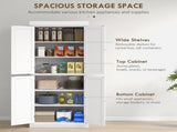Freestanding Kitchen Cupboard with 4 Doors, Storage Cabinet with 6-Tier Shelving and 4 Adjustable T3398P378042