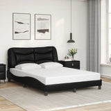 Bed Frame without Mattress "Hvar" Black 135x190 cm Double Faux Leather 3208050