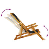 Folding Beach Chair with Armrests Black Acacia Wood & Textilene 4108066