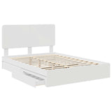 Storage Bed with Headboard White 140 x 190 cm Engineered Wood 3412686