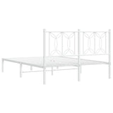 Metal Bed Frame without Mattress with Headboard White 140x190cm 376177