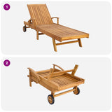 Sun Lounger with Cushion 100% Polyester Solid-Teak 42032672