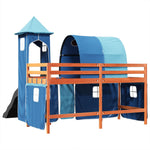 Kids' Loft Bed with Tower Blue 80x200 cm Solid Wood Pine 3309153