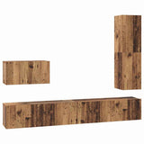 TV Cabinet Set with Drawer 4 pcs Old Wood Engineered Wood 3393327