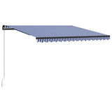 Manual Retractable Awning 450x300 cm Blue and White 3055194
