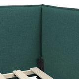 Corner Bed Frame with Headboard Dark green 100 x 200 cm Fabric 42016475