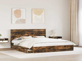 Storage Bed with Drawer Smoked Oak 160 x 200 cm Engineered Wood 3411191