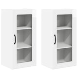 Wall Glass Cabinet LUCCA 2 pcs High Gloss White 40 x 31 x 80 cm 884994