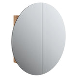 Bathroom Cabinet with Round Mirror&LED Oak 54x54x17.5 cm 345590