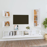 5 Piece TV Cabinet Set White Engineered Wood 3114446