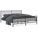 Metal Bed Frame without Mattress with Footboard Black 180x200cm 374459