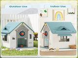 5-in-1 Playhouse Kids Outdoor Indoor with Basketball Hoop, Football Goal, Dartboard, Ring Toss T3398P378981