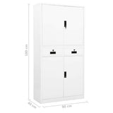 Office Cabinet White 90x40x180 cm Steel 336417