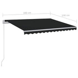 Manual Retractable Awning with LED 300x250 cm Anthracite 3068864