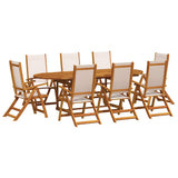 9 Piece Garden Dining Set Solid Wood Acacia and Textilene 3279277