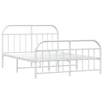 Metal Bed Frame without Mattress with Footboard White 160x200cm 353705
