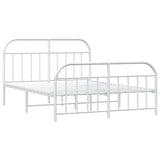 Metal Bed Frame without Mattress with Footboard White 160x200cm 353705