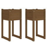 Planters 2 pcs Honey Brown 40x40x81 cm Solid Wood Pine 822129