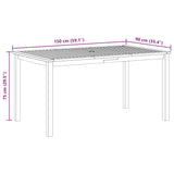 Garden Table 150x90x74 cm Solid Acacia Wood 44105