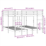 Triple Bunk Bed Frame White 200x200/80x200 cm Solid Wood Pine 3308584