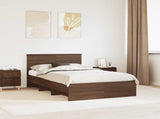 Bed Frame with Headboard Brown Oak 137 x 203 cm Engineered Wood 3408864