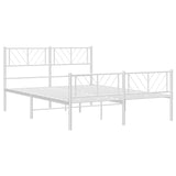 Metal Bed Frame without Mattress with Footboard White 135x190cm 372245