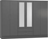 ZNTS Nevada 6 Door 2 Drawer Mirrored Wardrobe 100-101-139