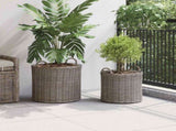 Planter Basket with Storage 2 pcs Grey Lacak Rattan 42020951