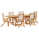 ZNTS 7 Piece Garden Dining Set Solid Wood Acacia and Textilene 3279292