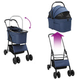 Folding Pet Stroller Adjustable Blue 81 x 47 x 99 cm Polyester 42012434