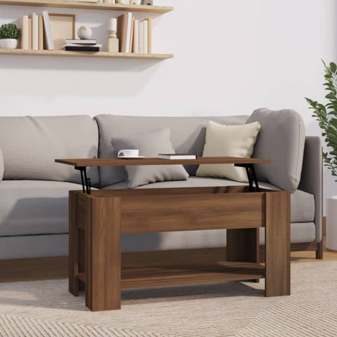 ZNTS Coffee Table Brown Oak 101x49x52 cm Engineered Wood 819274