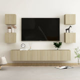 7 Piece TV Cabinet Set Sonoma Oak Engineered Wood 3078976