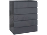 5-Drawer Modern Dresser, High Gloss Storage Drawer Unit for Bedroom, Grey T3398P330349