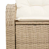 Garden Sofa with Cushion Beige 124 x 62 x 69cm Poly Rattan 42006746