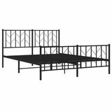 Metal Bed Frame without Mattress with Footboard Black 150x200cm 374457