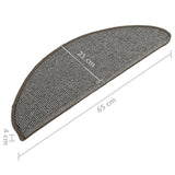 Stair Mats 15 pcs 65x21x4 cm Grey Half Round Large 149854