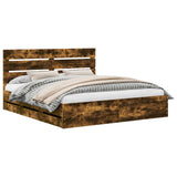 Bed Frame with Drawer Smoked Oak 180 x 200 cm Engineer Wood 3411816