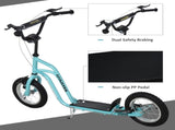 Stunt Scooter, Kids Scooter, 12'' Rubber Tyre Kick Scooter with Adjustable Handlebar, Dual Brakes, T3398P348461