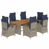 7 Piece Garden Dining Set with Cushions Grey Poly Rattan 3213151