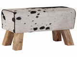 Bench 60 x 30 x 45 cm Real Leather Black and White 42042109