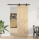 Sliding Door NARVIK Natural and Black 80 x 210 cm 3445372