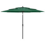 3-Tier Garden Parasol with Aluminium Pole Green 3 m 313869