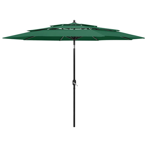 3-Tier Garden Parasol with Aluminium Pole Green 3 m 313869