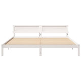 Bed Frame with Headboard White 200 x 200 cm Solid Pine Wood 3385746