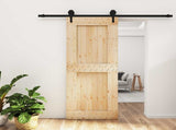 Sliding Door Natural and Black 80 x 210 cm Solid Pine Wood 3445159