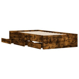 Bed Frame with Drawers Smoked Oak 100x200 cm Engineered Wood 3207291