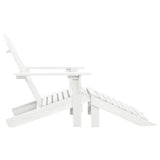 Garden Chair with Ottoman Wood White 40859