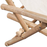 Sun Lounger White Bamboo, Canvas Standard Foldable 41893