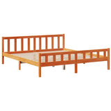 ZNTS Bookcase Bed without Mattress Wax Brown 180x200 cm Super King Solid Wood Pine 3322193